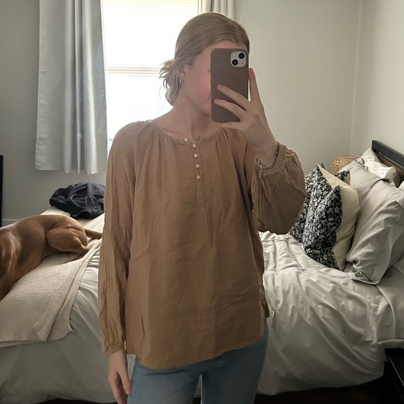 Old Navy Khaki Linen Blouse - Picture 8 of 8